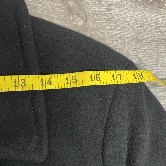 Lands’ End Wool Cashmere Blend Double Breast Peacoat  Black Quilted Lini… - Picture 7 of 15